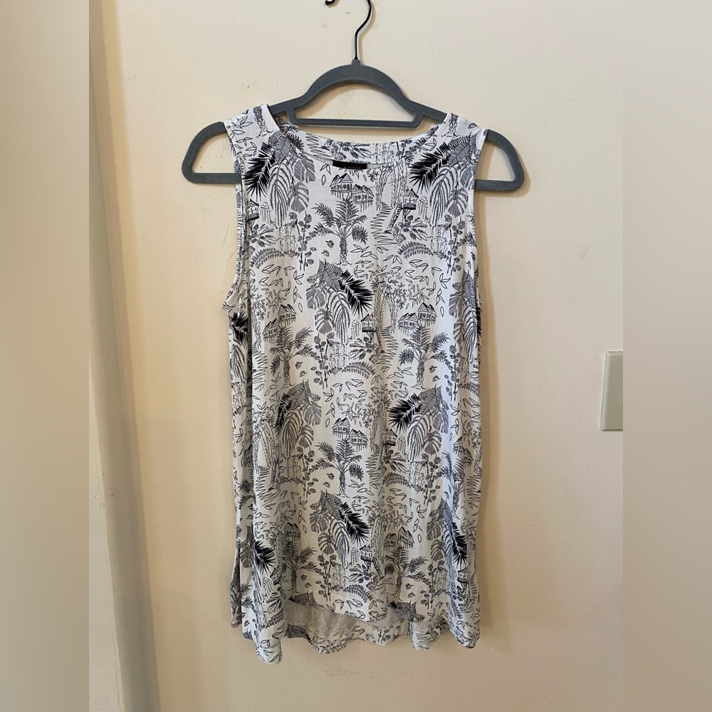 J. Jill Wearever Collection Tropical Palm Print Sleeveless Tank Top Size S